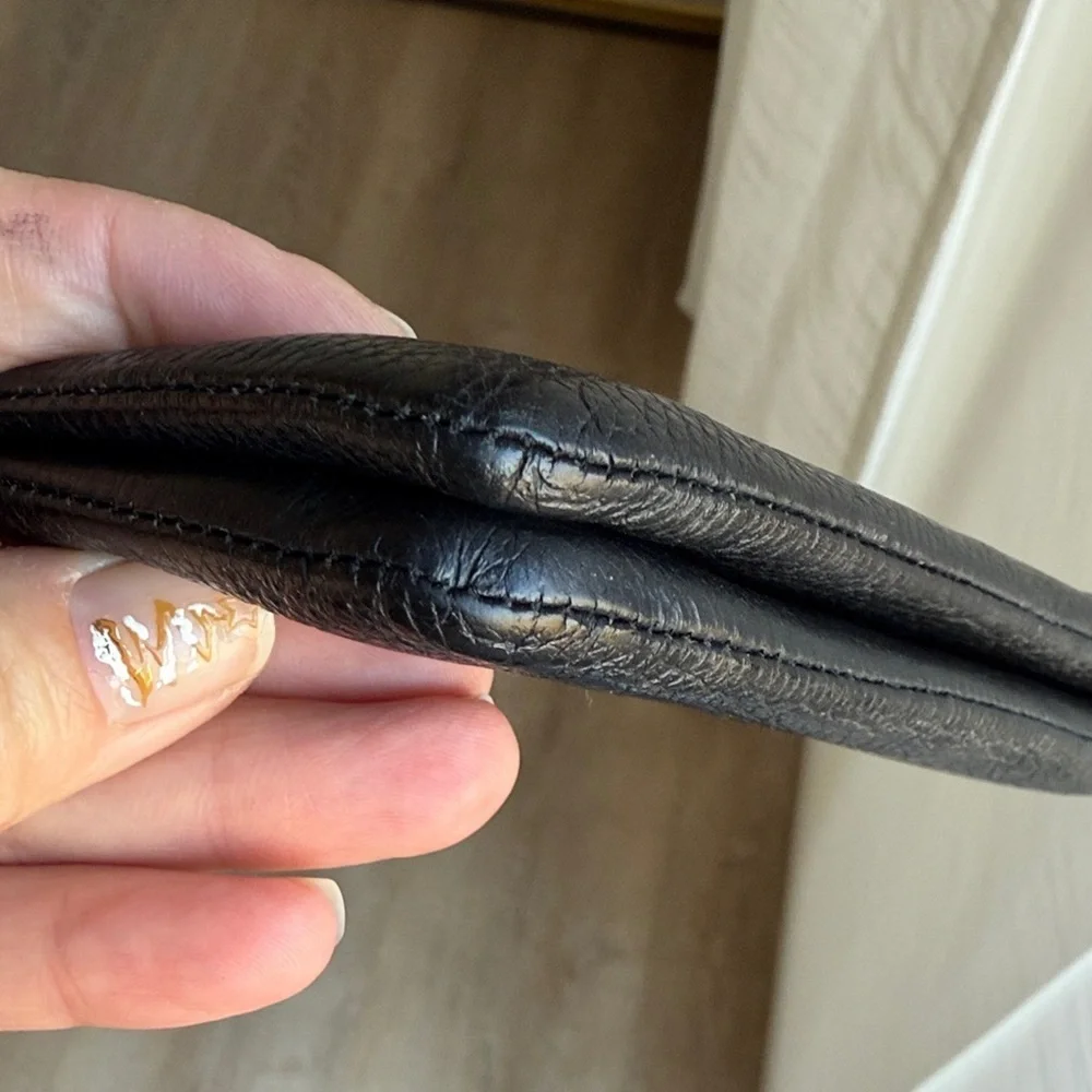 Coach Black Leather Wristlet double zipper black